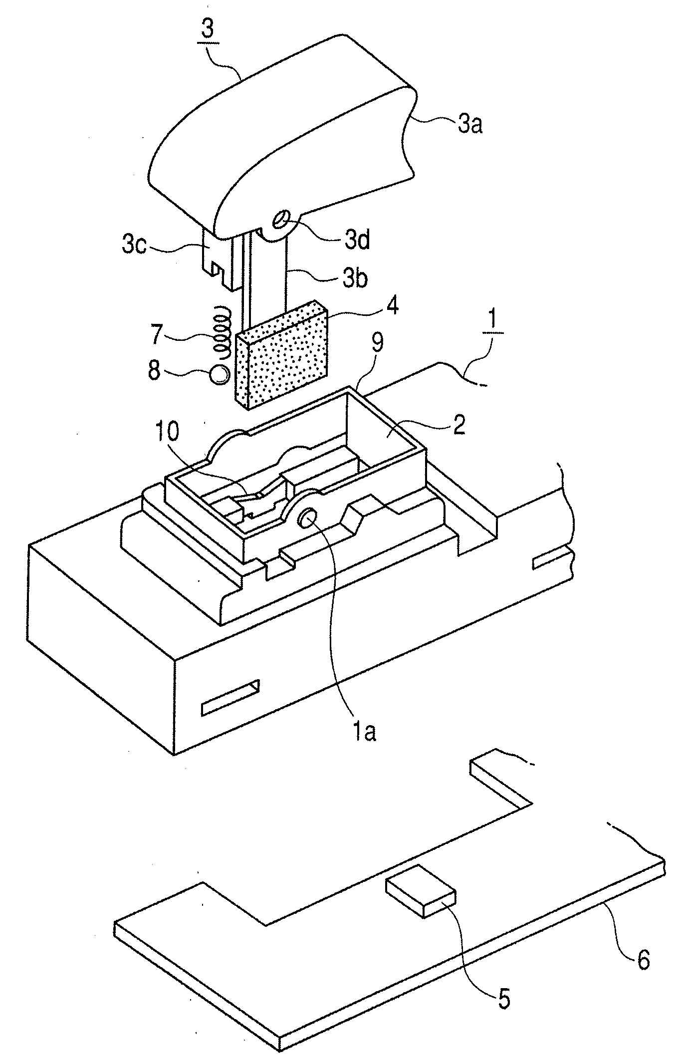 Swing type switching device including magnet and magnetoresistive element