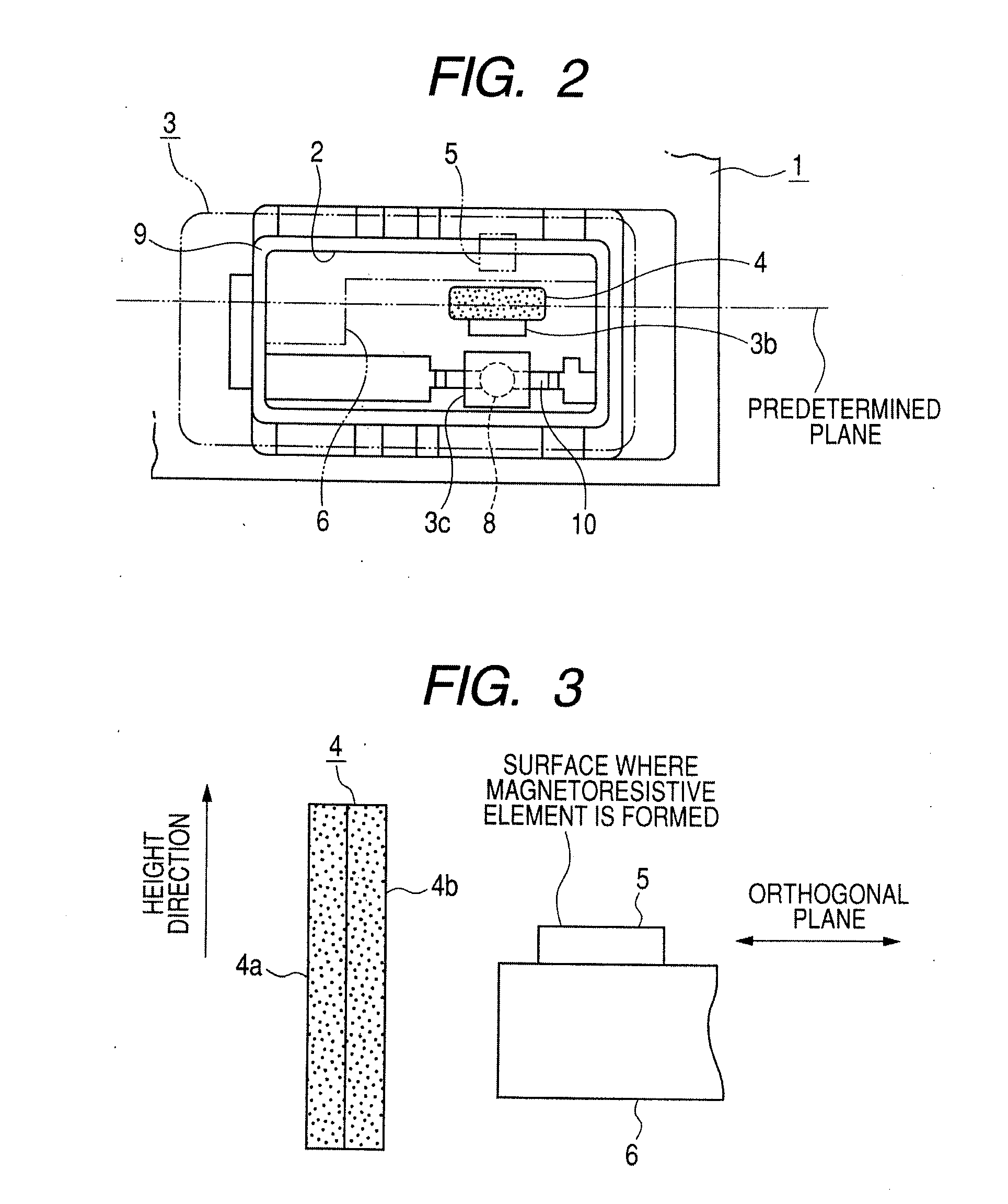 Swing type switching device including magnet and magnetoresistive element