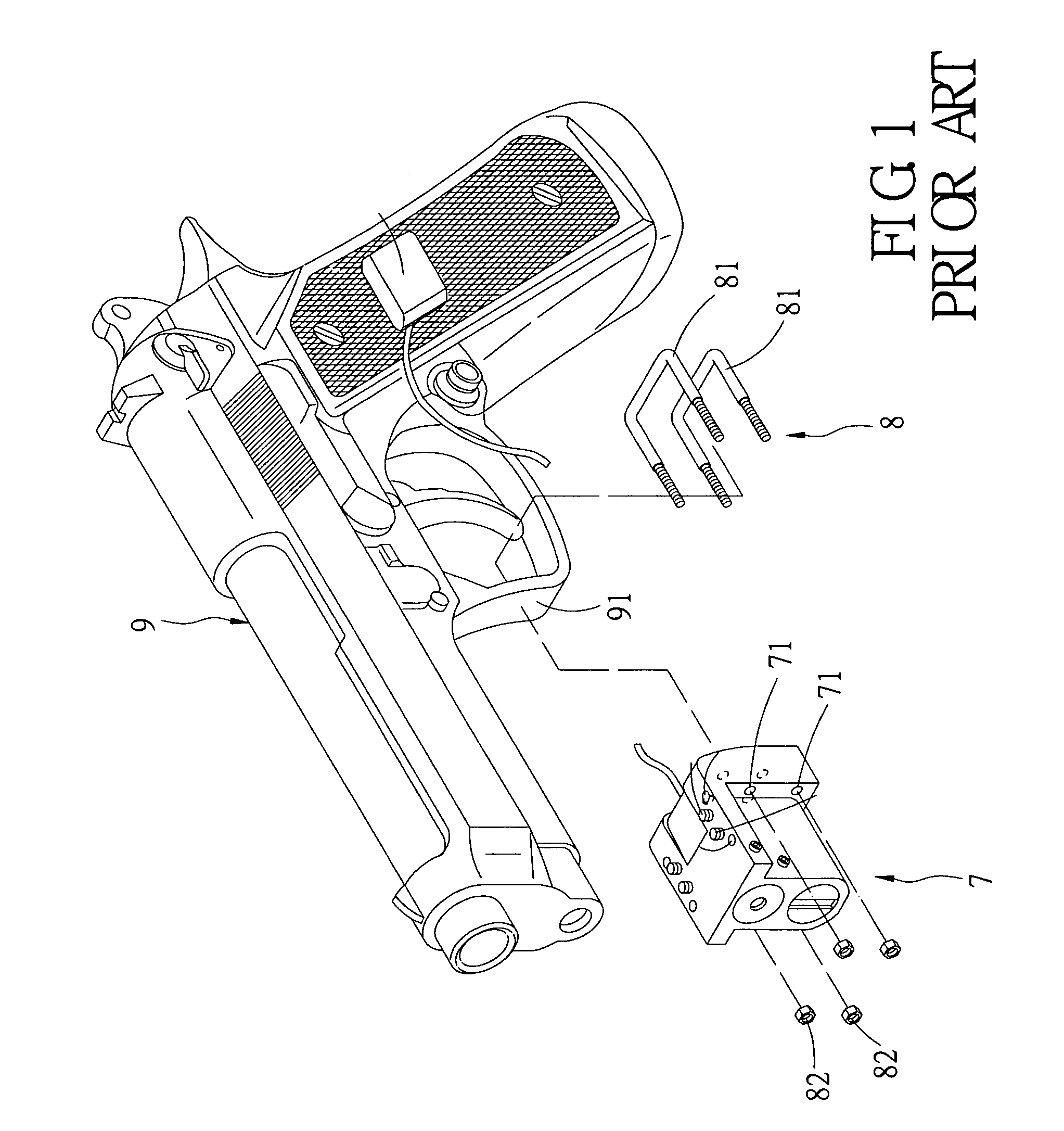 Gun barrel and trigger flashlight and/or laser mount structure
