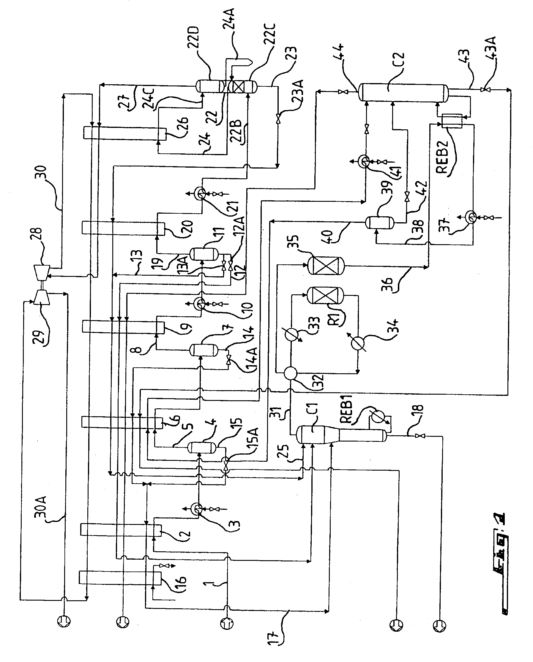 Process and installation for recovery and purification of ethylene produced by pyrolysis of hydrocarbons, and gases obtained by this process