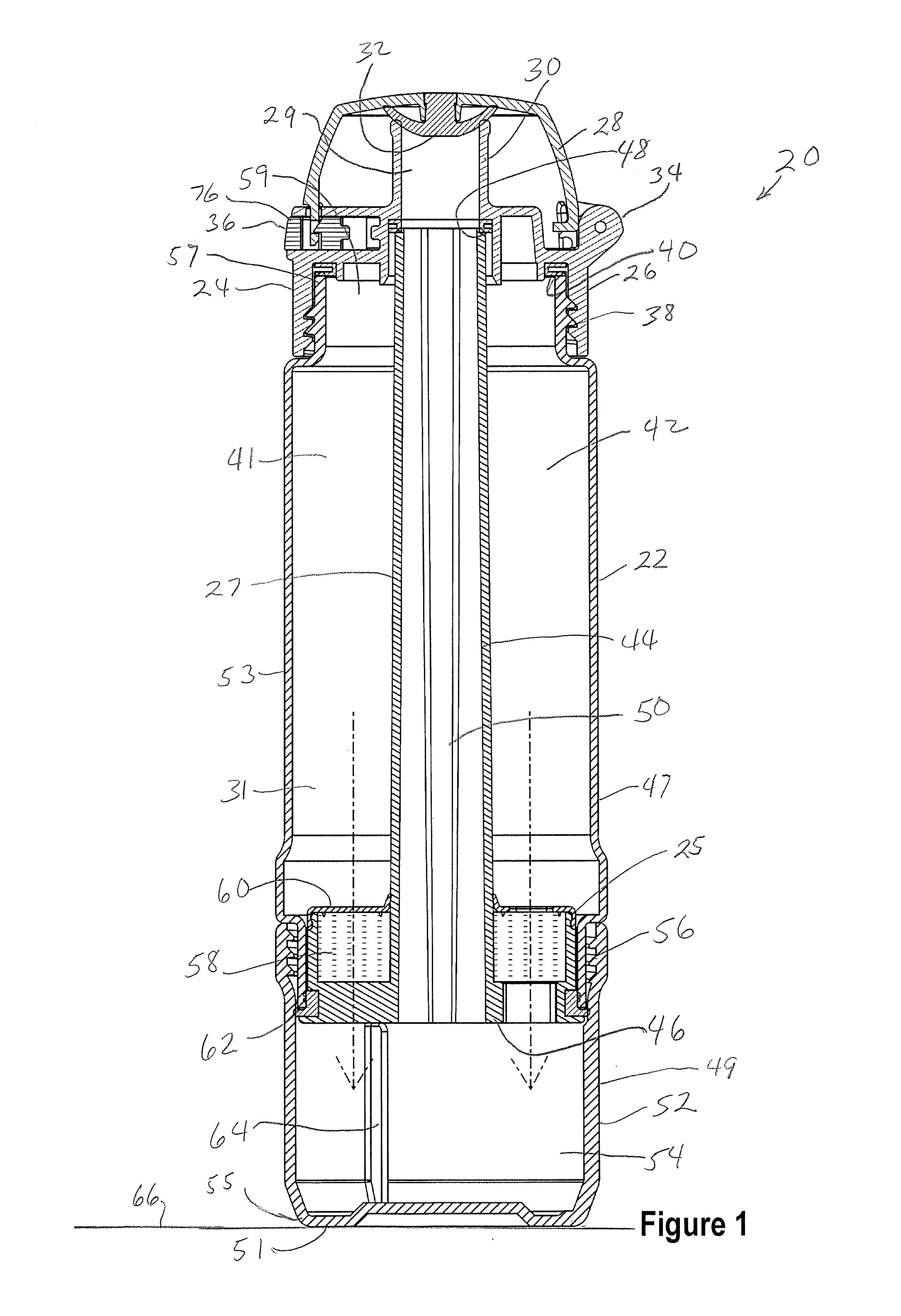 Bottle system and method for filtering or treating a beverage