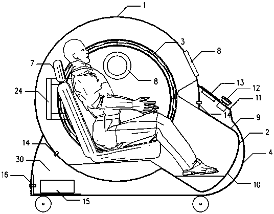 Seat type single pressurized oxygen cabin