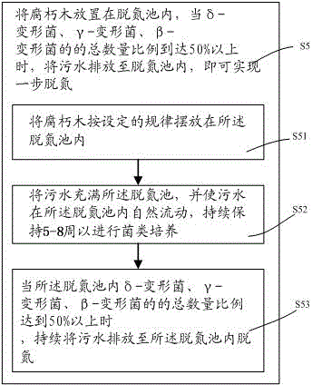 Method for one-step denitrification by utilizing wood and decayed wood for enrichment of denitrification environment microbial communities