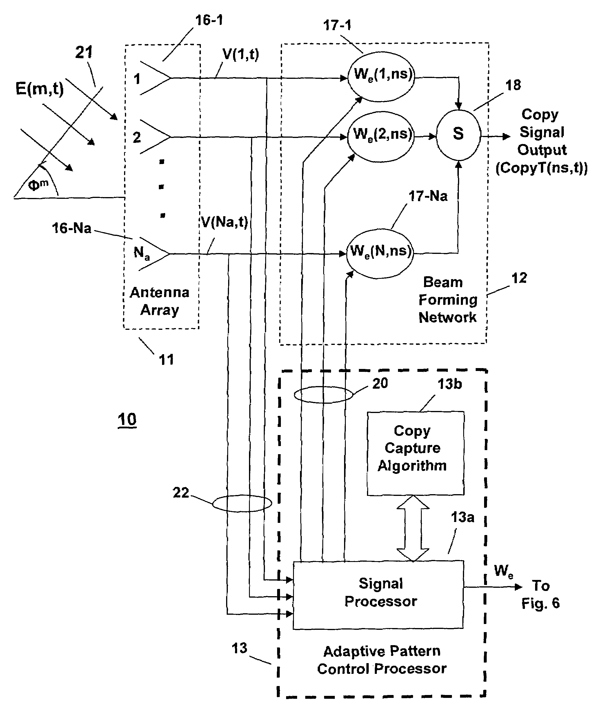 Method for separating interfering signals and computing arrival angles
