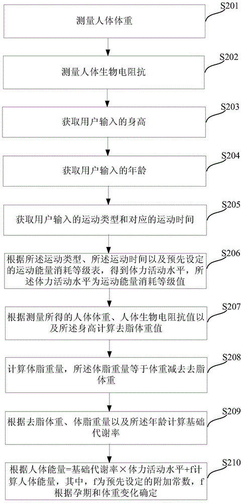Human body energy detection method and device