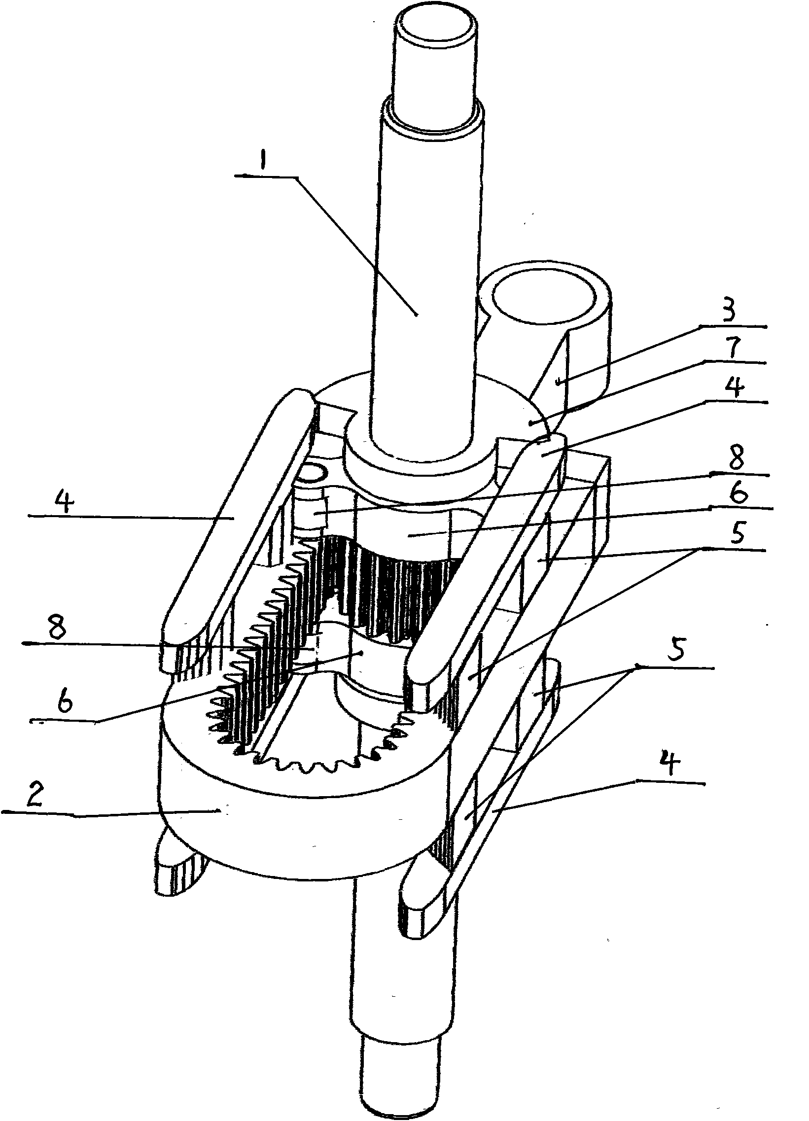 Internal gear rack linkage mechanism of gear shaft of engine