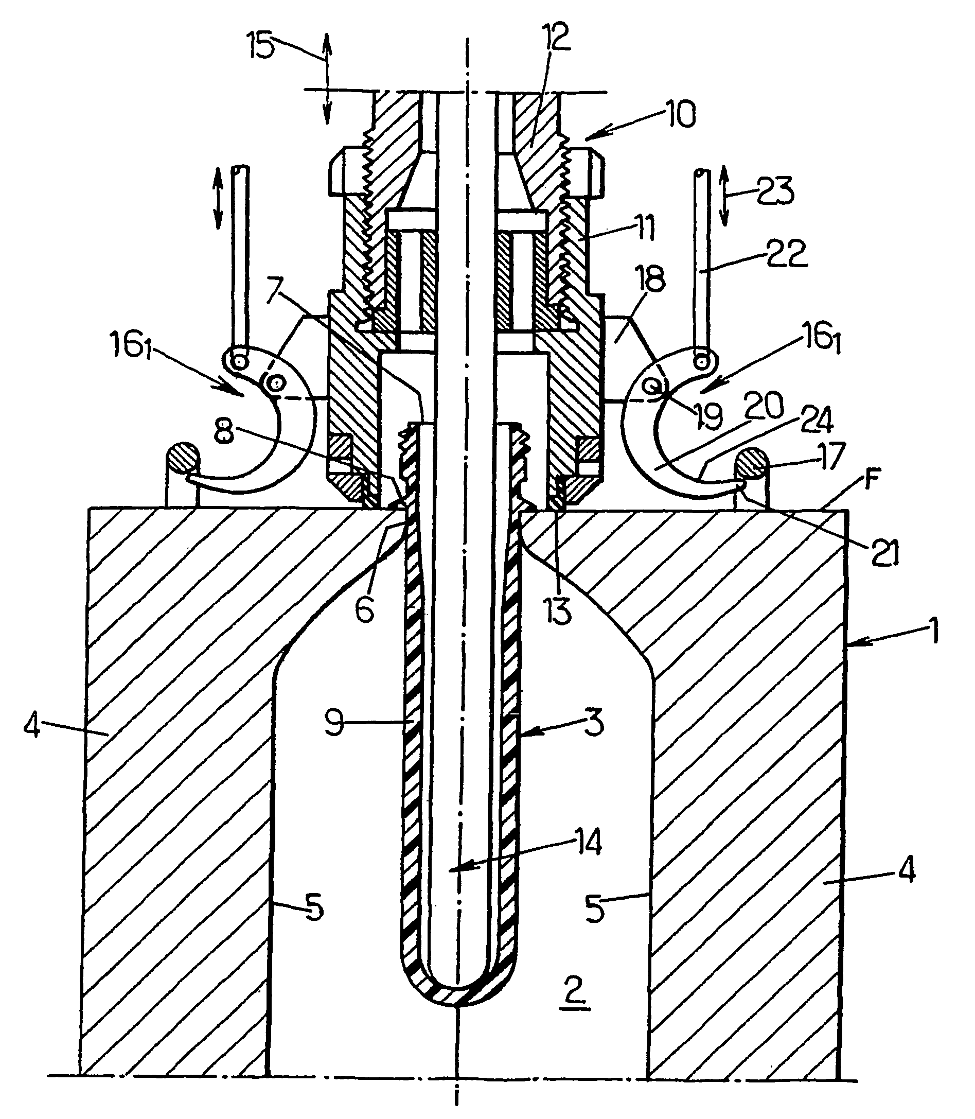 Bell-type nozzle blow-molding installation