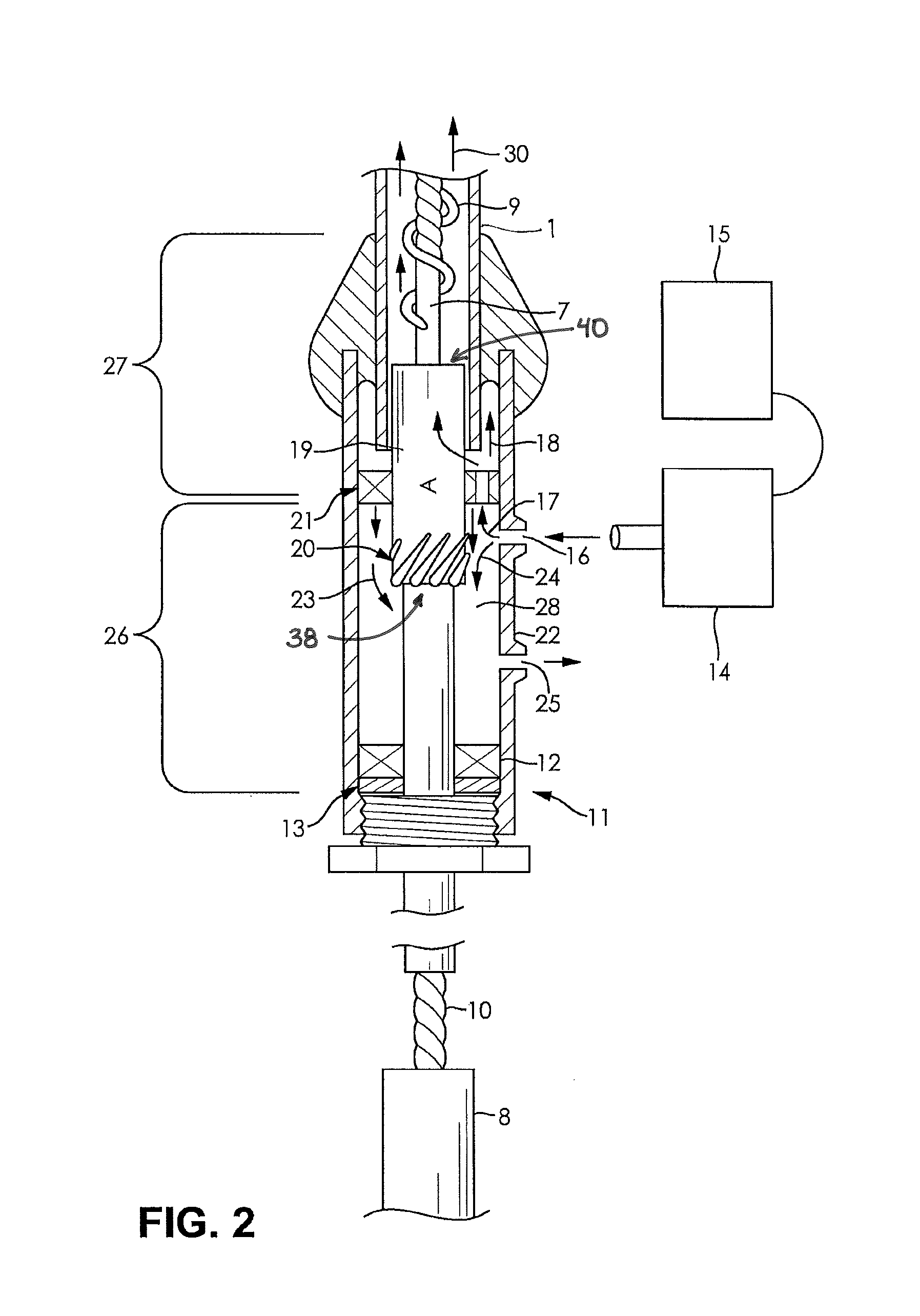 Shaft arrangement having a shaft which extends within a fluid-filled casing