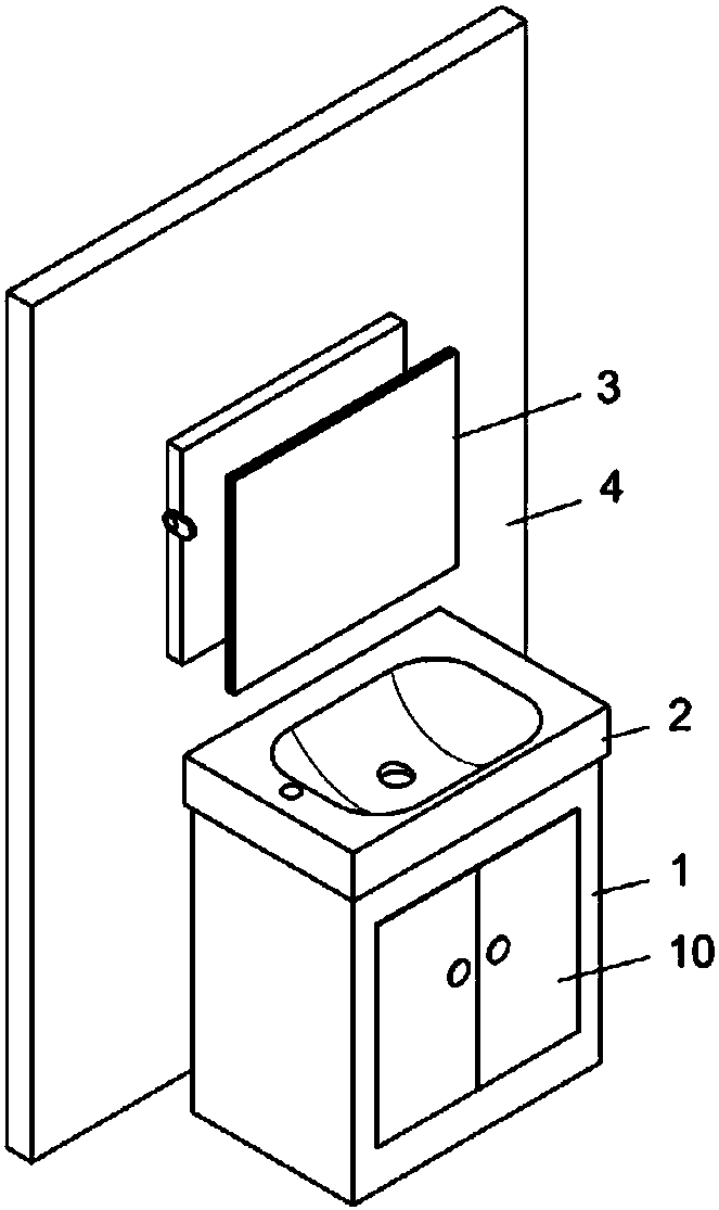 Bathroom cabinet with retractable bathroom mirror