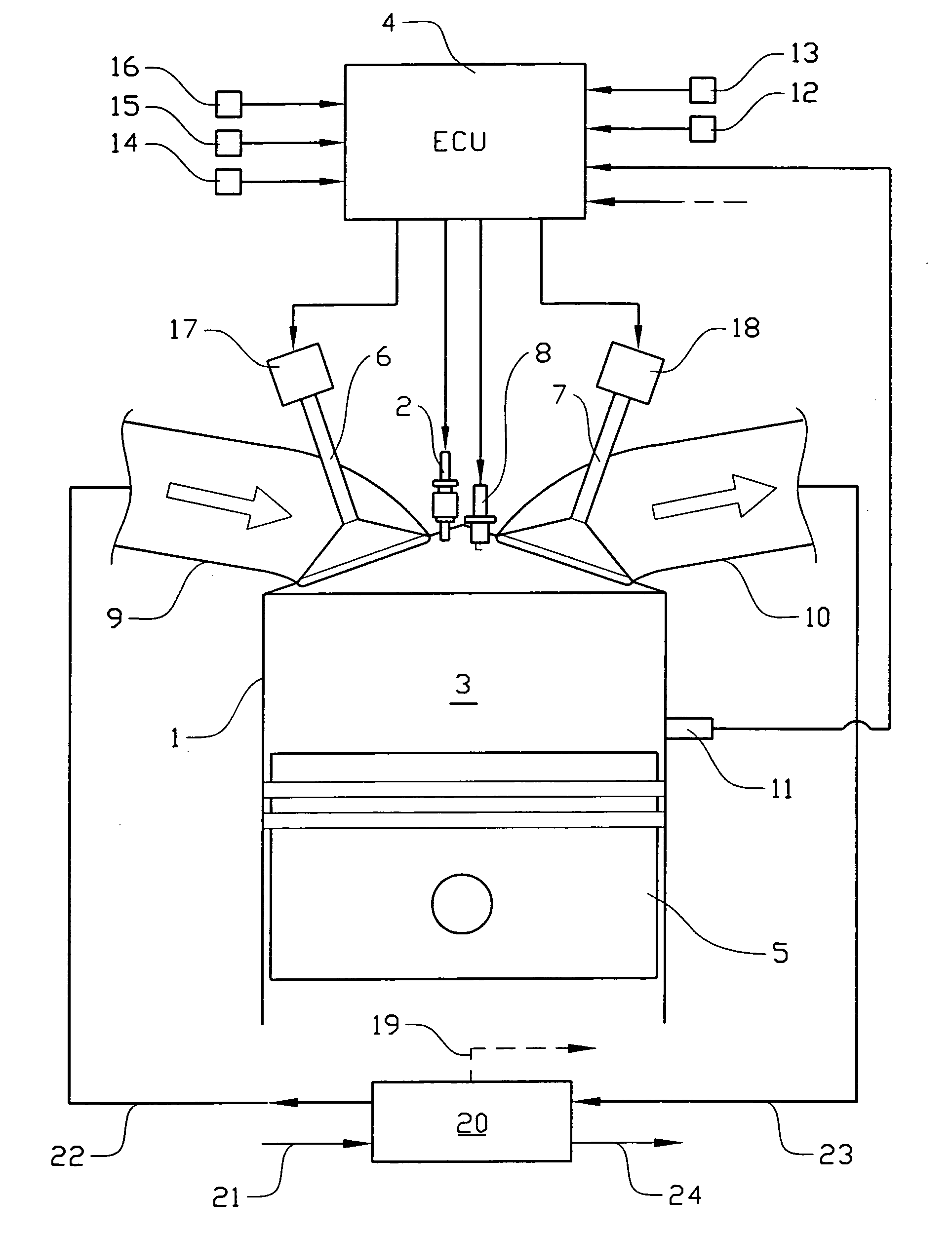 Internal combustion engine and method for performing a mode switch in said engine