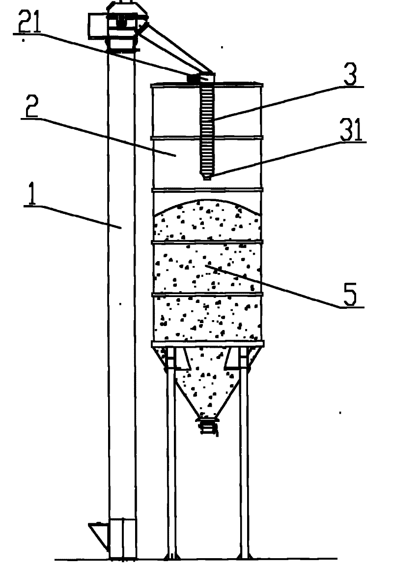 Storage bin device and dry powder mortar mixing plant containing same