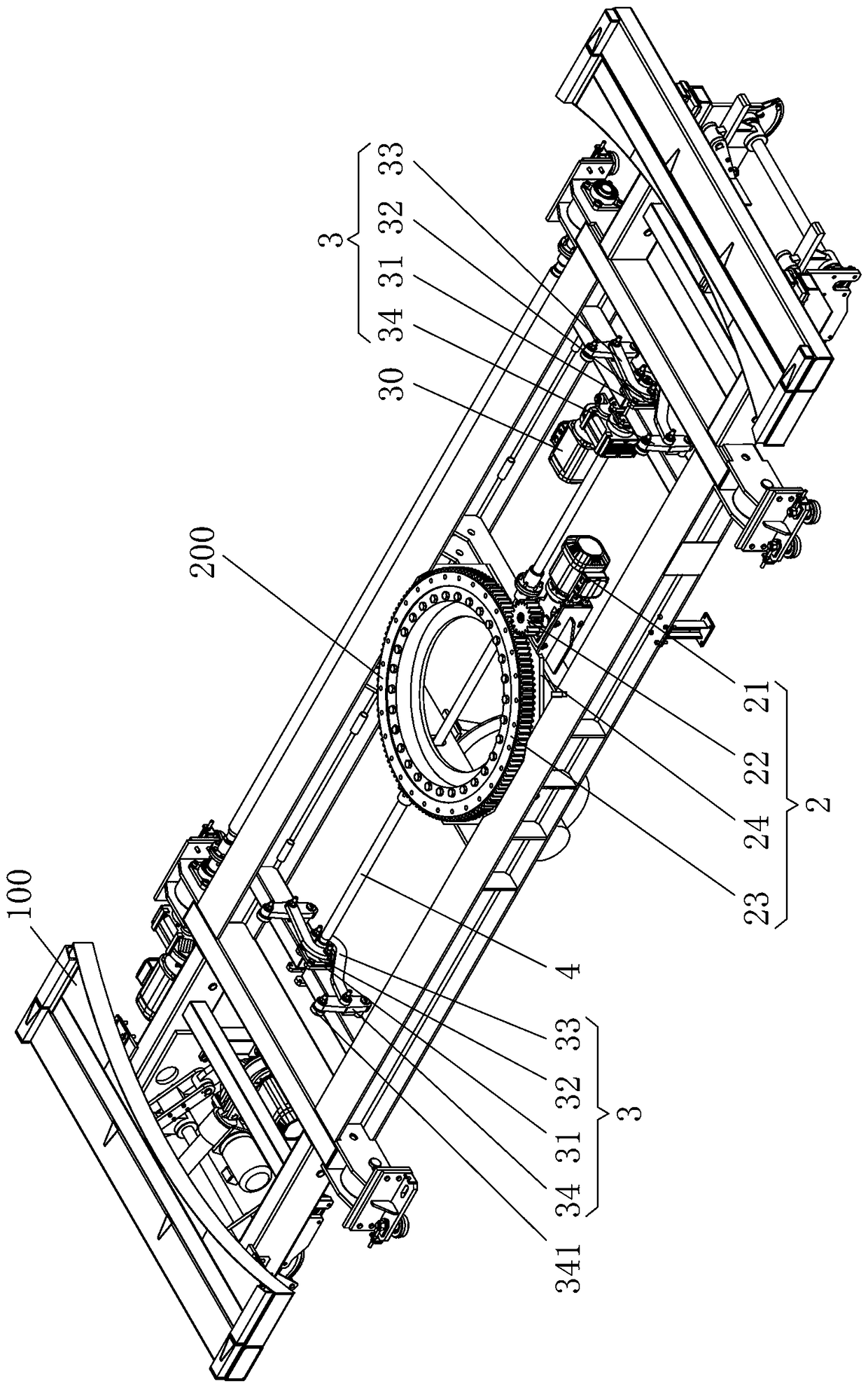 Carrying trolley rotating mechanism of vertical lifting type stereo garage and carrying trolley