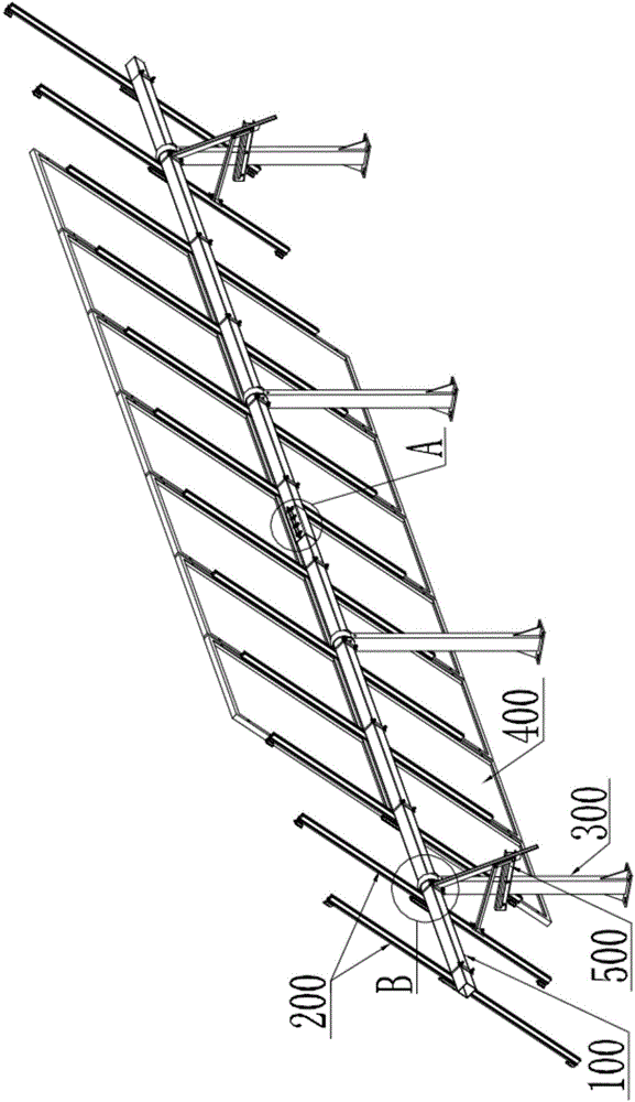Fixed adjustable solar photovoltaic bracket with supporting beam and rotating shaft
