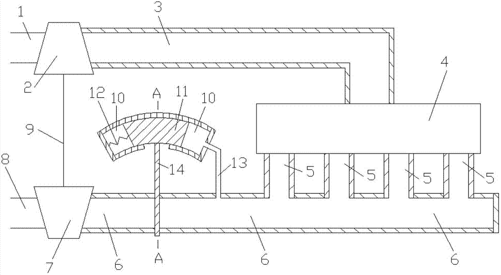 Rotation control type air exhaust pipe outlet area variable device