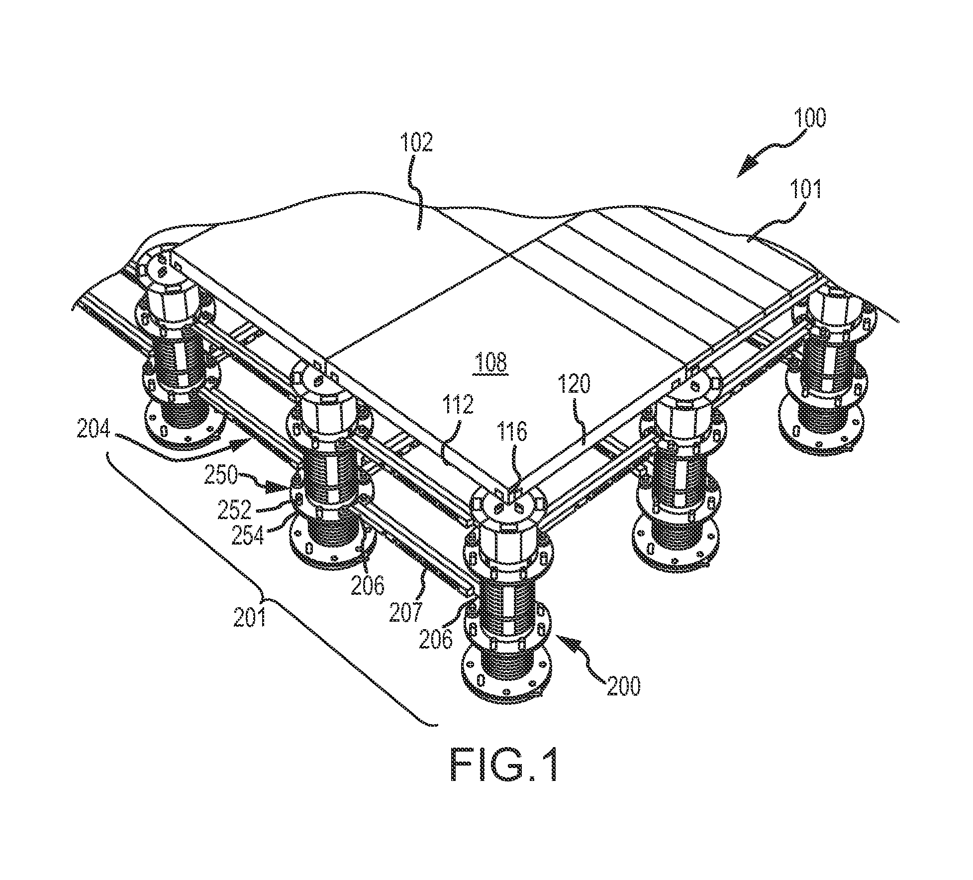 Restraint system for elevated surface tiles