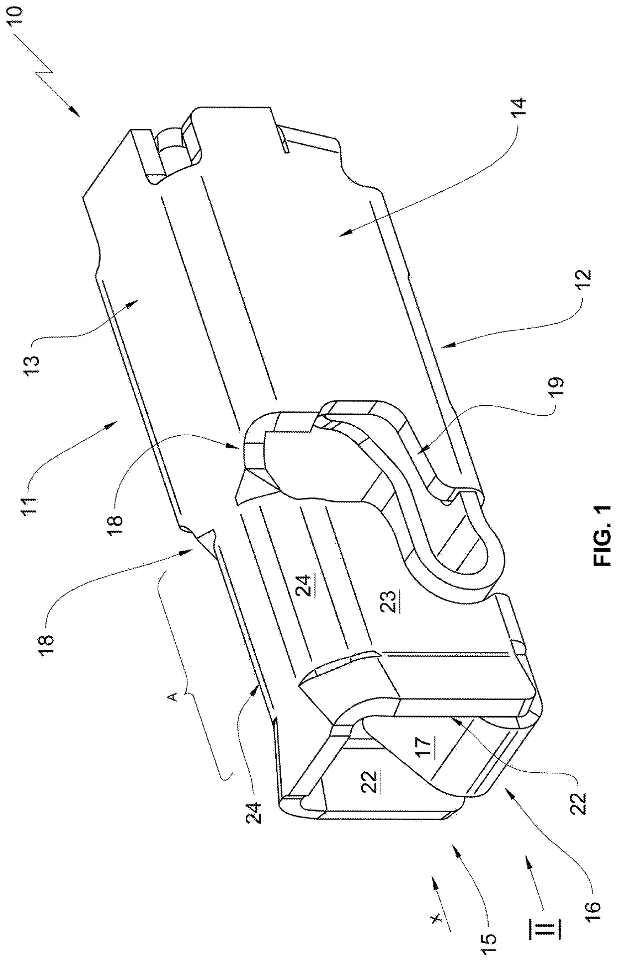 Terminal clamp with insertion funnel