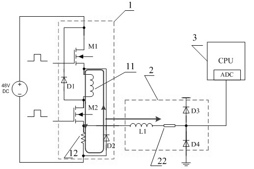 Sampling circuit and sampling method for phase winding current of switched reluctance motor