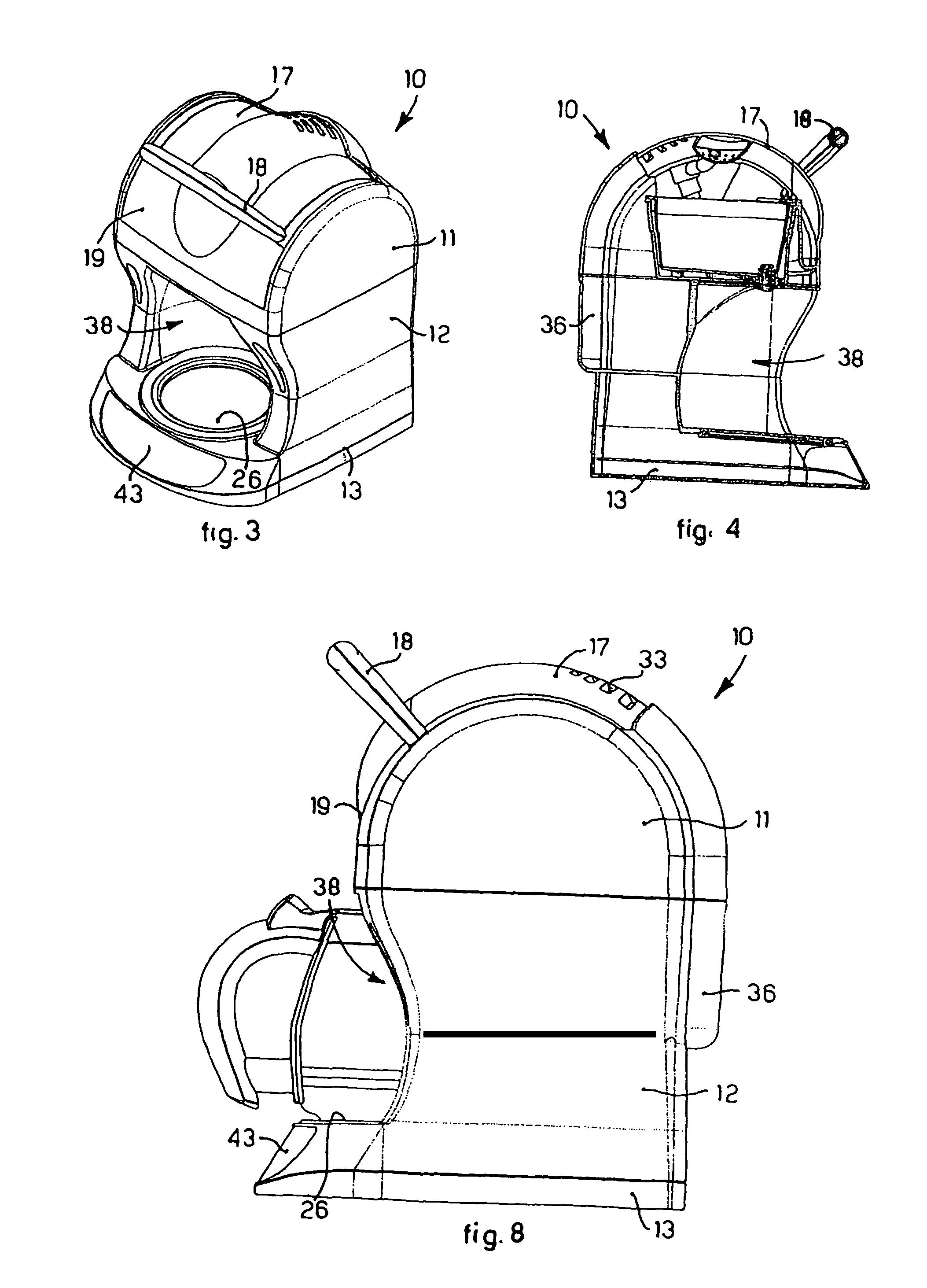 Machine for filtered coffee with shutter opening
