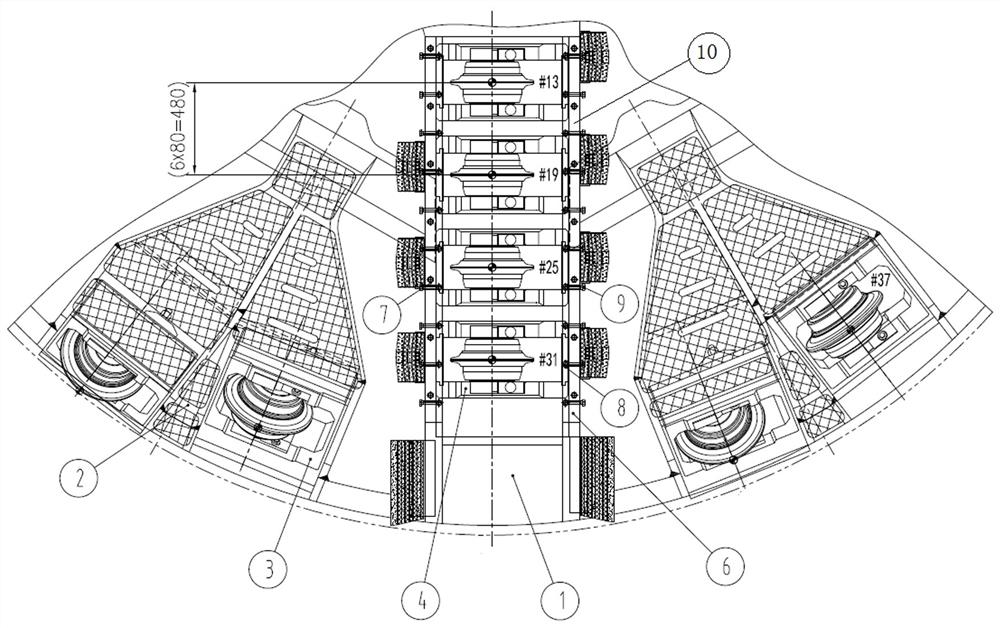 A shield machine cutterhead with variable cutter spacing