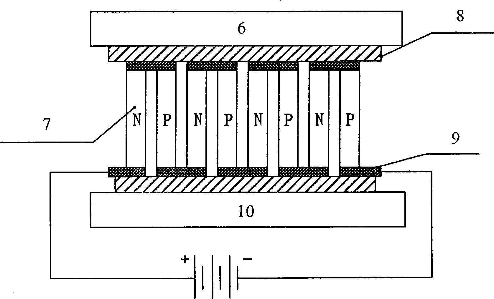 Tunnel type waste heat recovery semiconductor power generation device by temperature difference