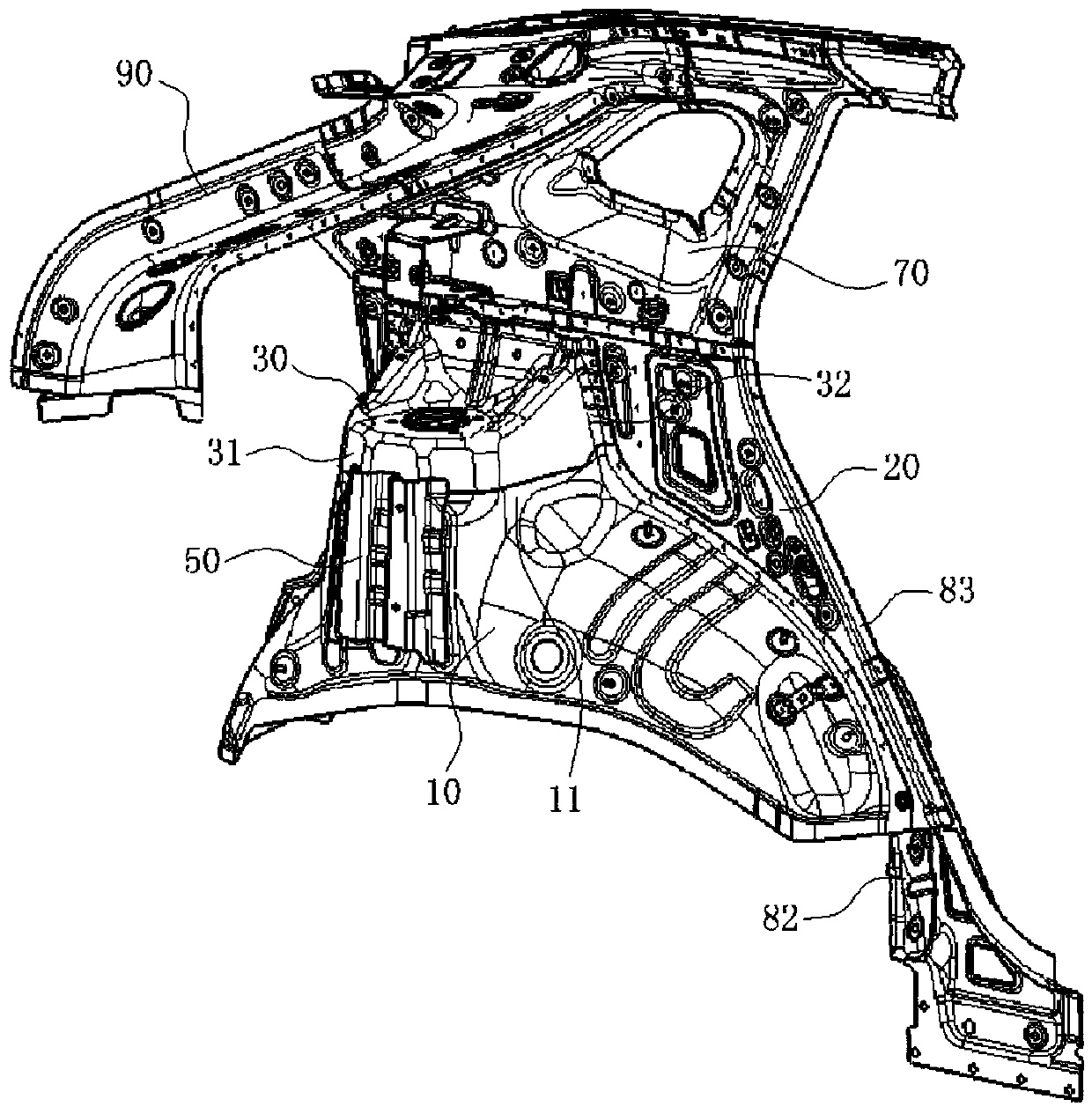 Vehicle body rear structure and automobile