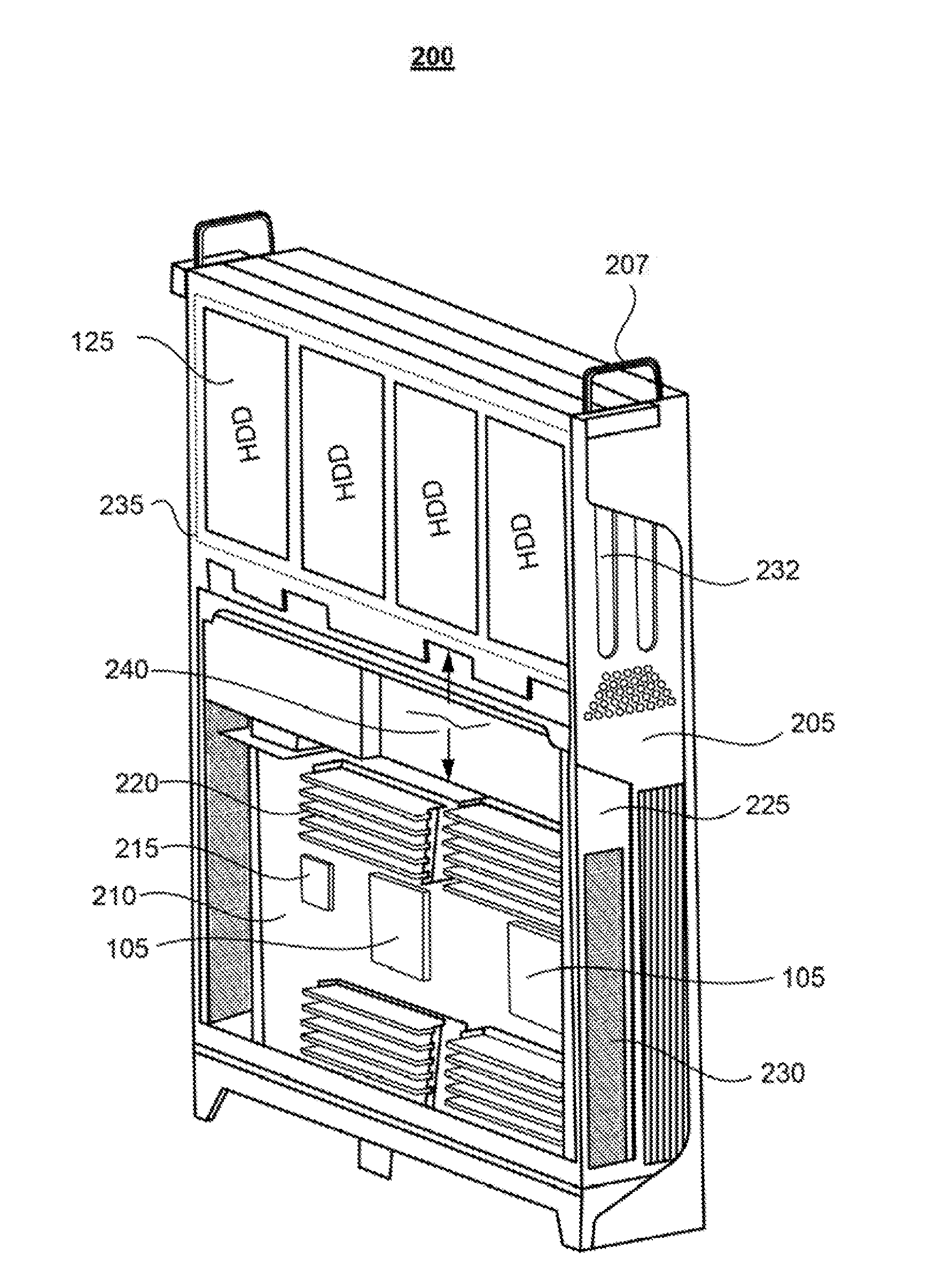 System for cooling hard disk drives using vapor momentum driven by boiling of dielectric liquid