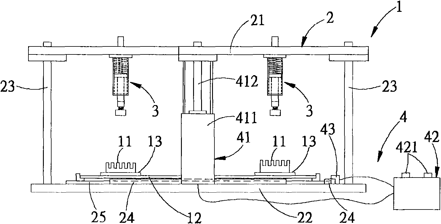 Heat sink press-fitting device and hold-down clamp thereof