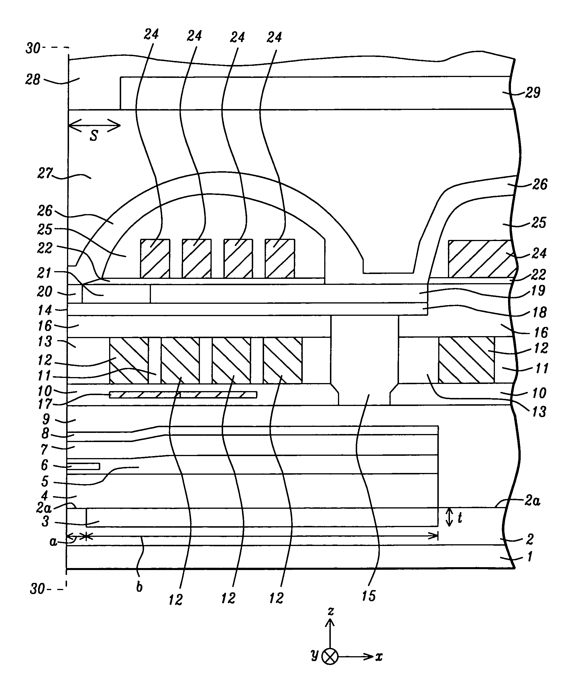 Insertion under read shield for improved read gap actuation in dynamic flying height