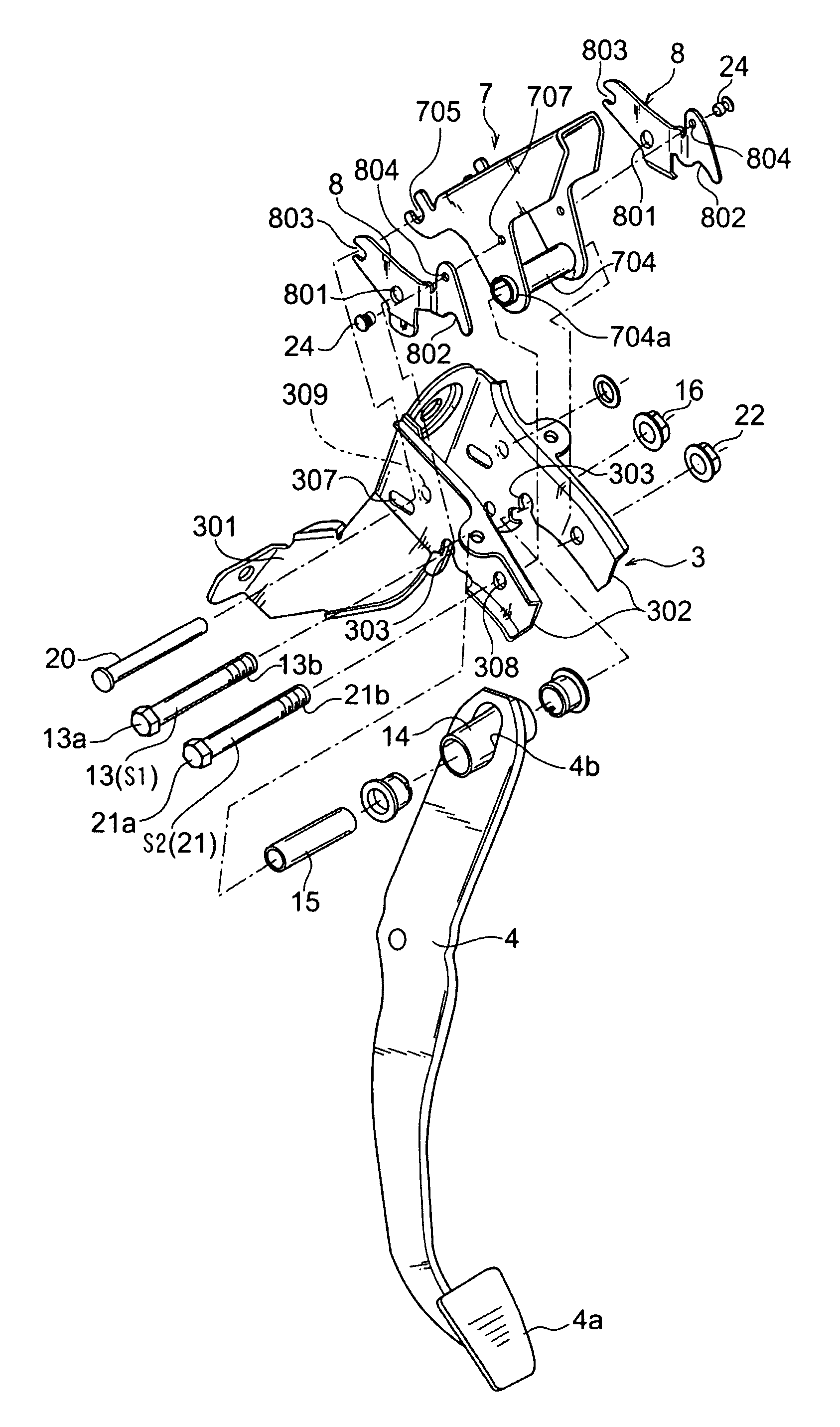 Support structure for control pedal of vehicle