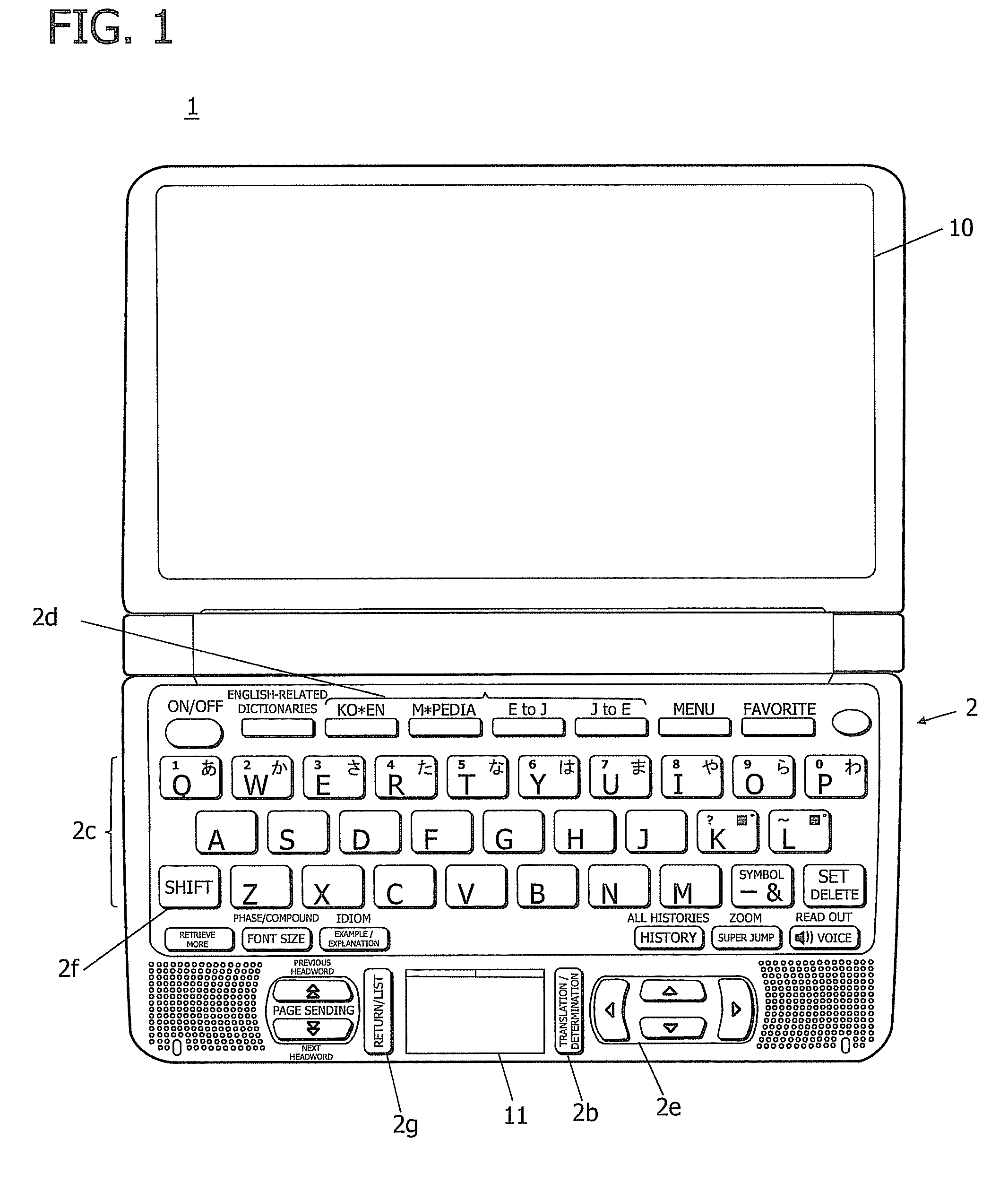 Electronic dictionary and recording medium to record dictionary information display control program