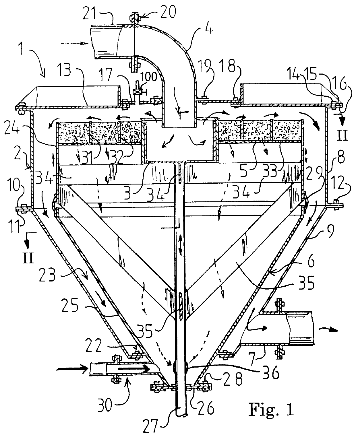 Separator for separating particles from a slurry