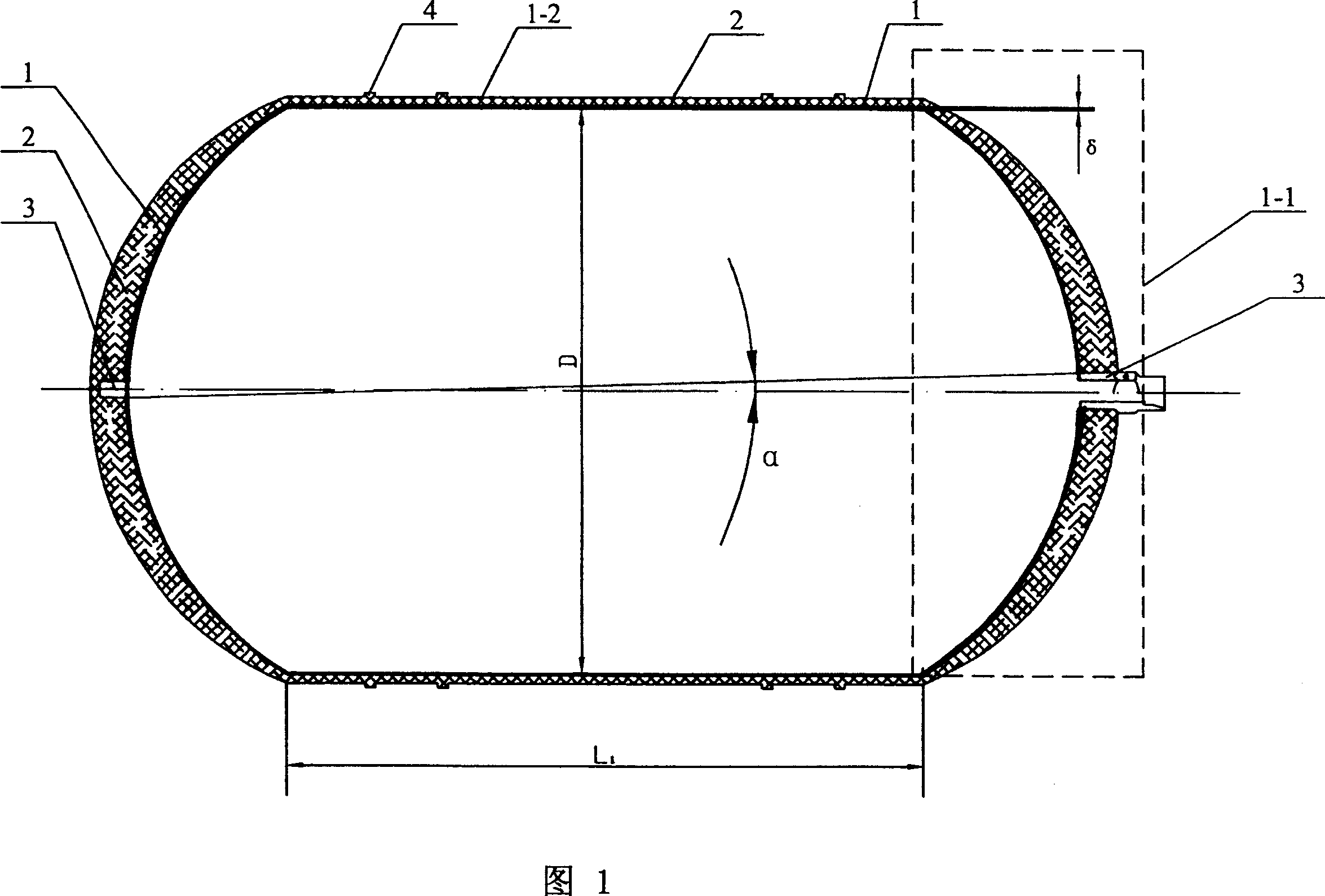 High pressure gas cylinder made from carbon fiber composite material and manufacturing method thereof