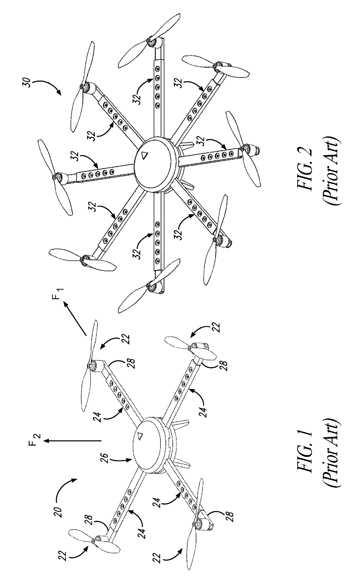 Multicopters with variable flight characteristics