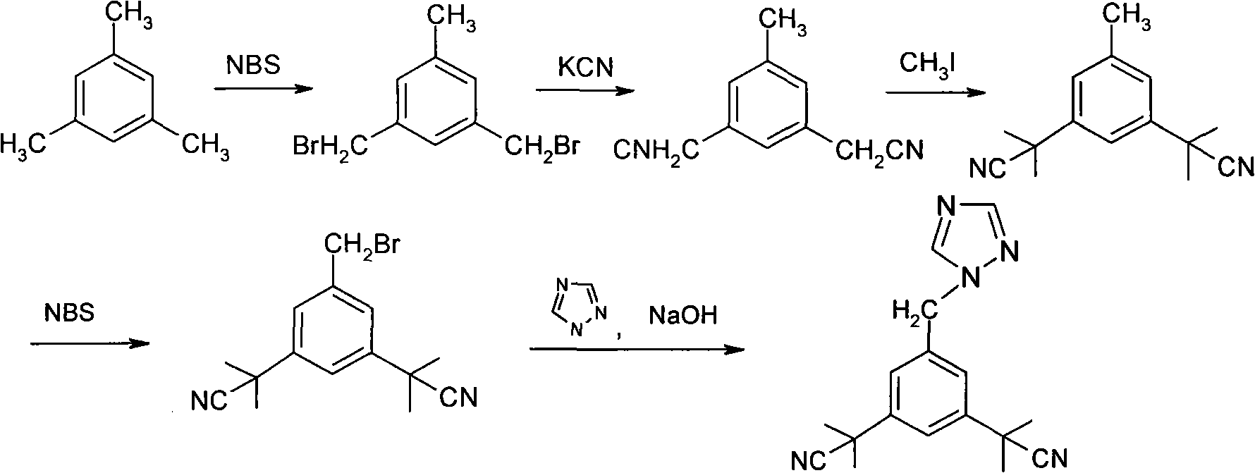 Method for synthesizing anastrozole