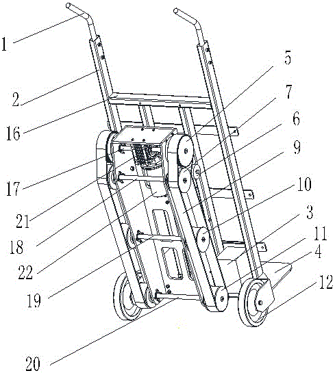 Power-assisted transferring trolley capable of climbing stairs