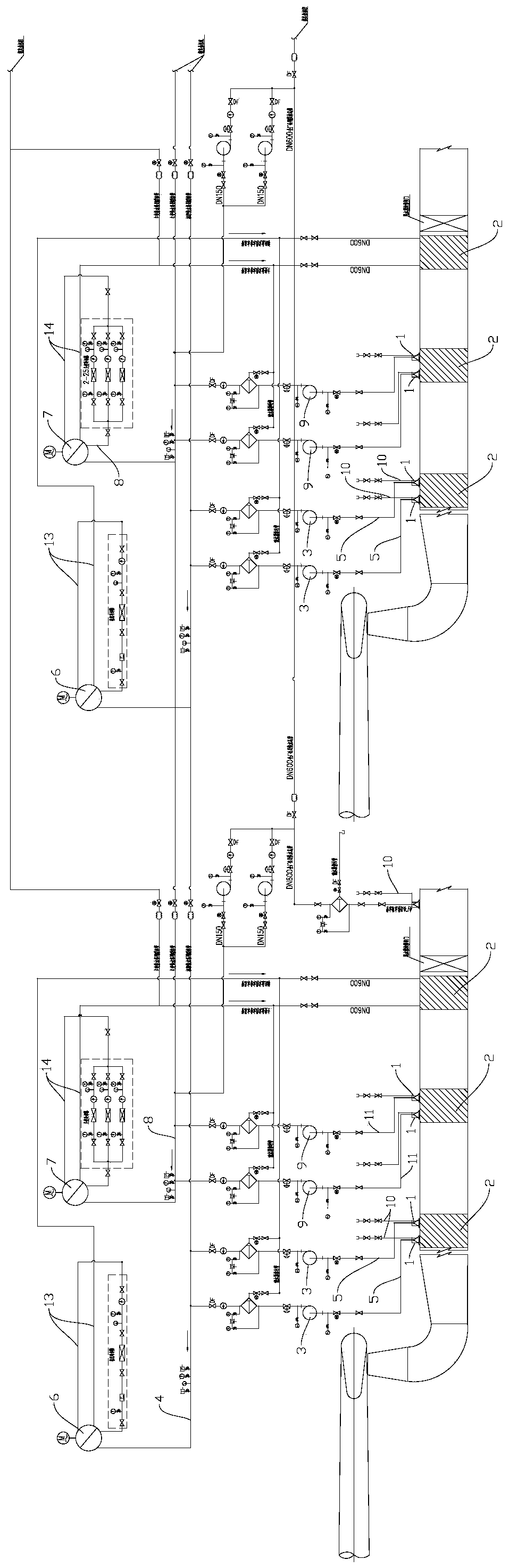 Technical water supply system of large unit