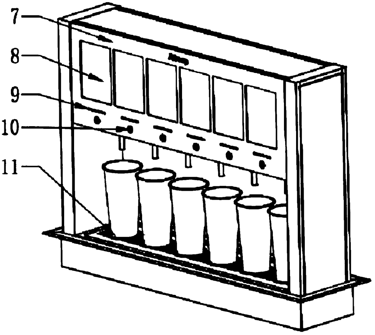 Whole machine functional system for a split type machine capable of making multiple cups of fruit tea