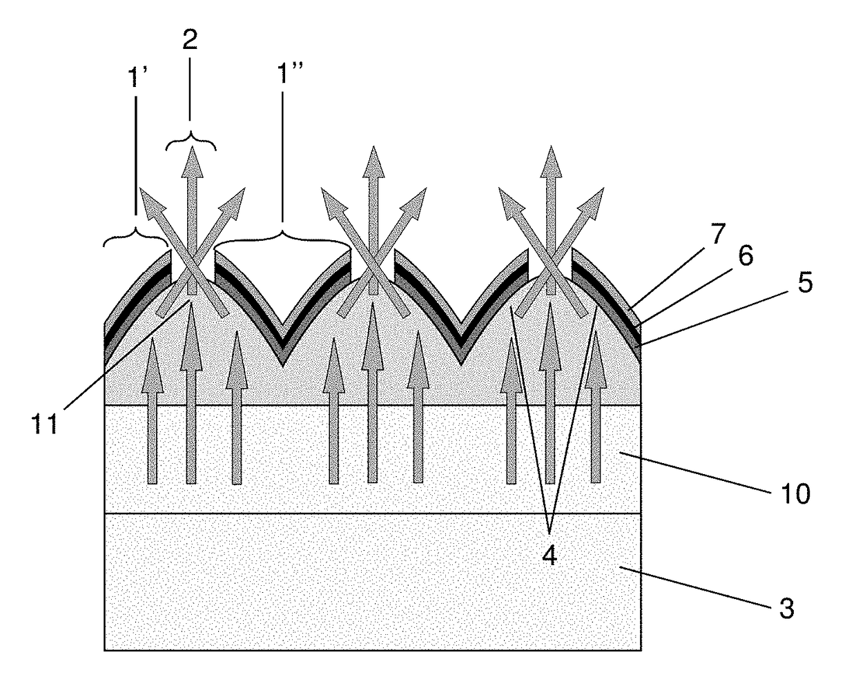 Display device with photovoltaic cells integrated into the screen and improved screen luminosity and reflectivity