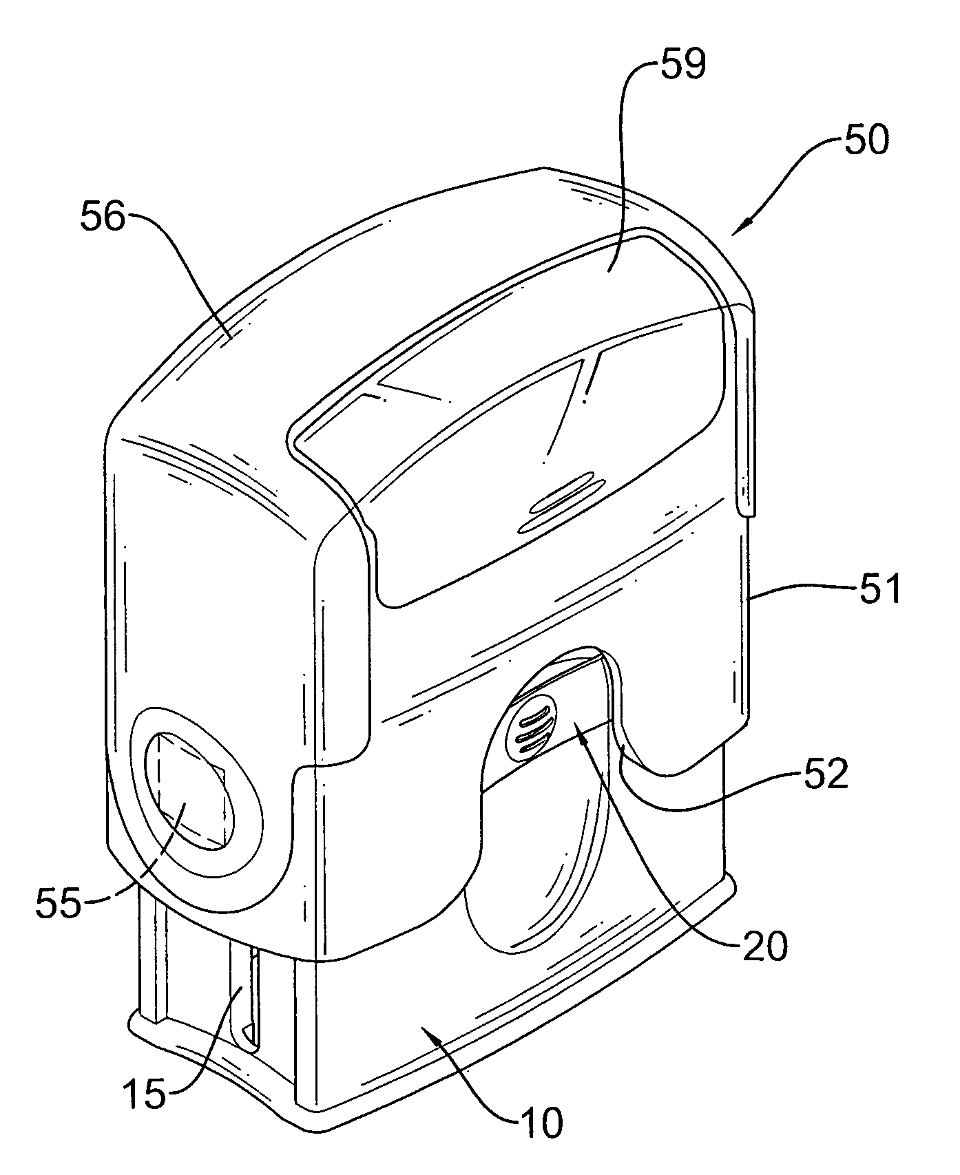 Housing assembly for a self-inking stamp
