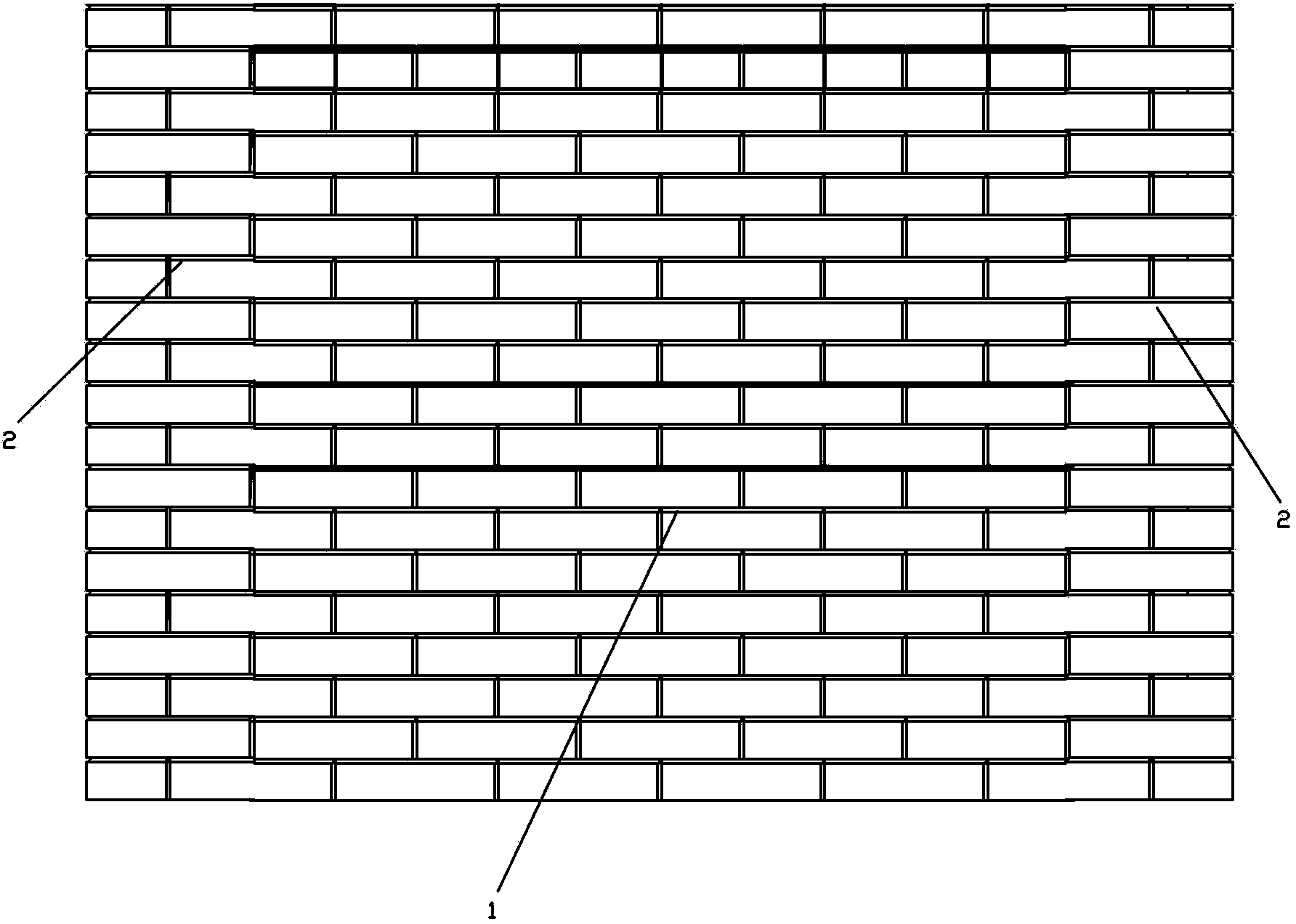 Hollow composite wall of a building frame structure