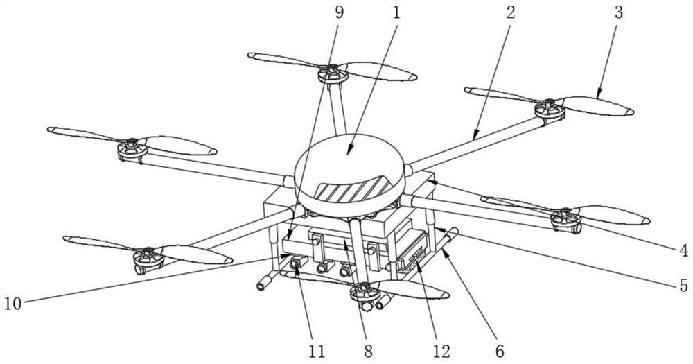 Six-rotor unmanned aerial vehicle surveying and mapping equipment for large-scale topographic survey