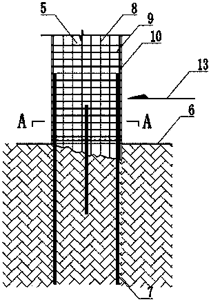 Combined rock-embedded anchor cable slide-resistant pile where round steel is implanted and construction method thereof