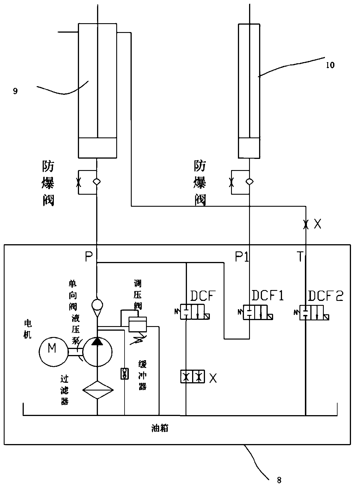 Automatic leveling electro-hydraulic control system of two-column lifter