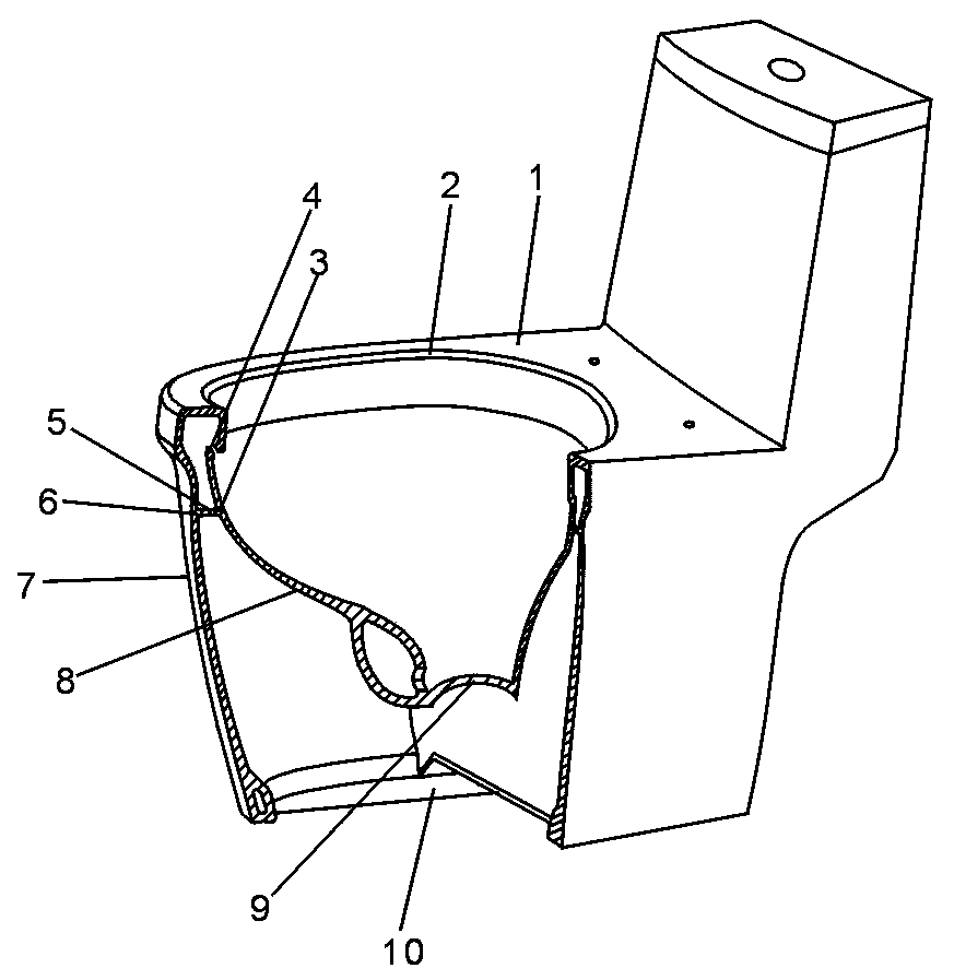 Double-junction toilet bowl basin bottom
