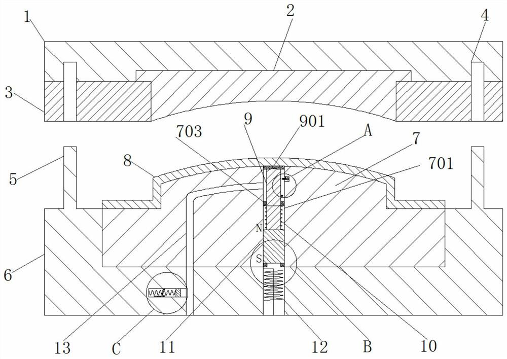 A forced demoulding device for injection molded products