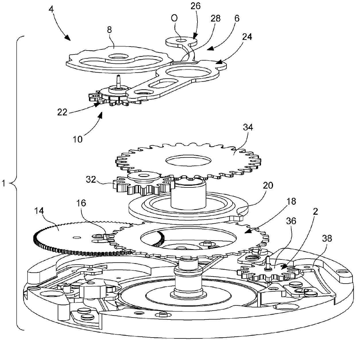 Device for displaying series of periodic events that form annual cycle and timepiece comprising such display device