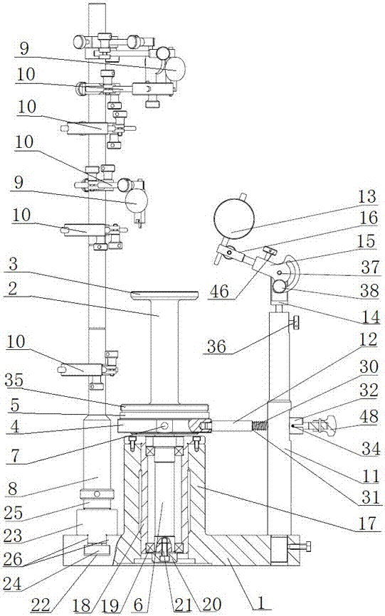 An instrument for measuring the shape and position tolerance of the outer contour of cylindrical parts