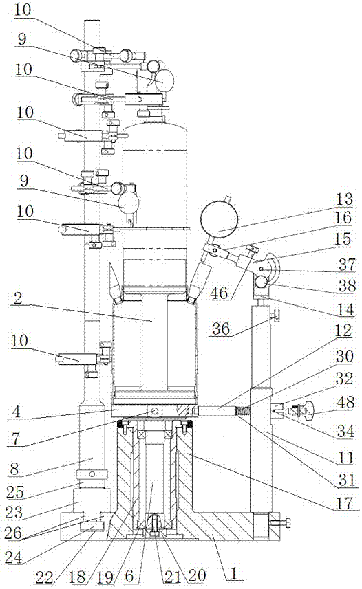 An instrument for measuring the shape and position tolerance of the outer contour of cylindrical parts