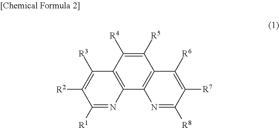 Phenanthroline derivative, electronic device containing same, light emitting element, and photoelectric conversion element