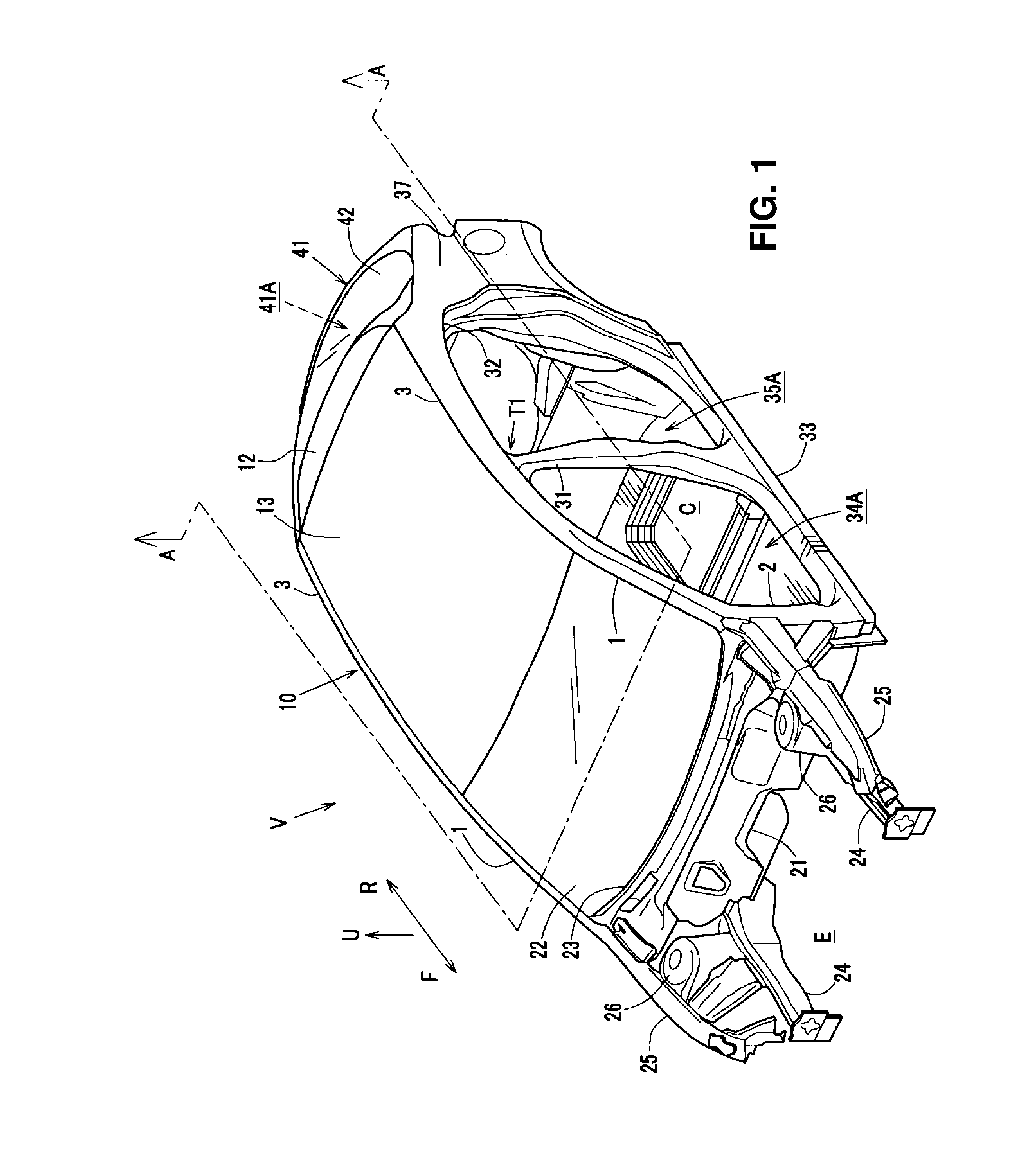 Upper vehicle-body structure of vehicle
